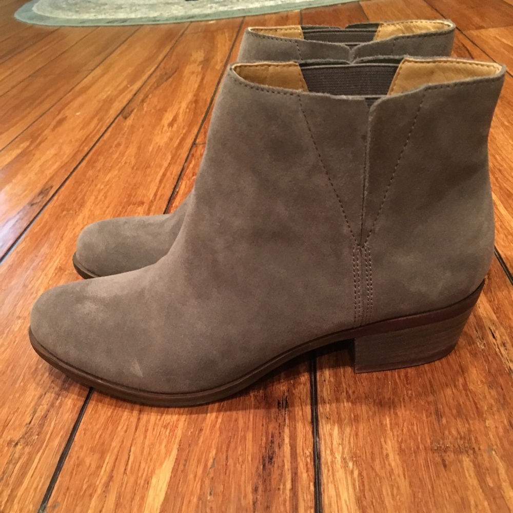 Lucky Brand gray leather suede booties.